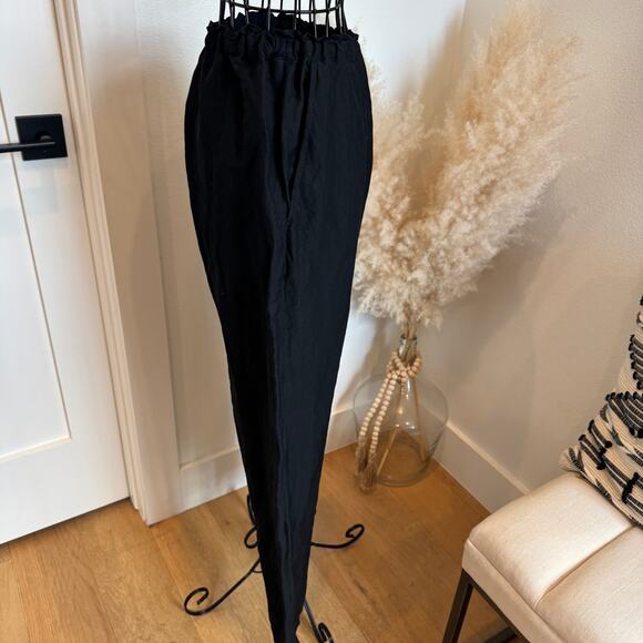 TOTEME Black Stretch Linen Slacks Wide Leg Elastic Waist Pant- 32 EU /0 US - Picture 4 of 11
